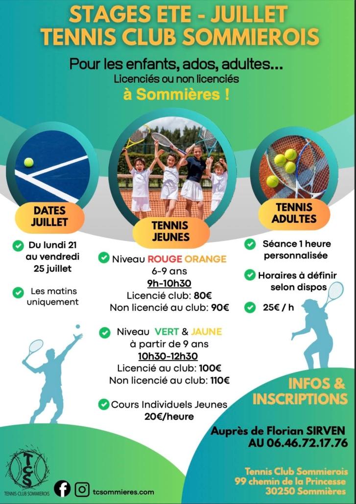 stage sommieres ete 2025 tennis gard herault occitanie
